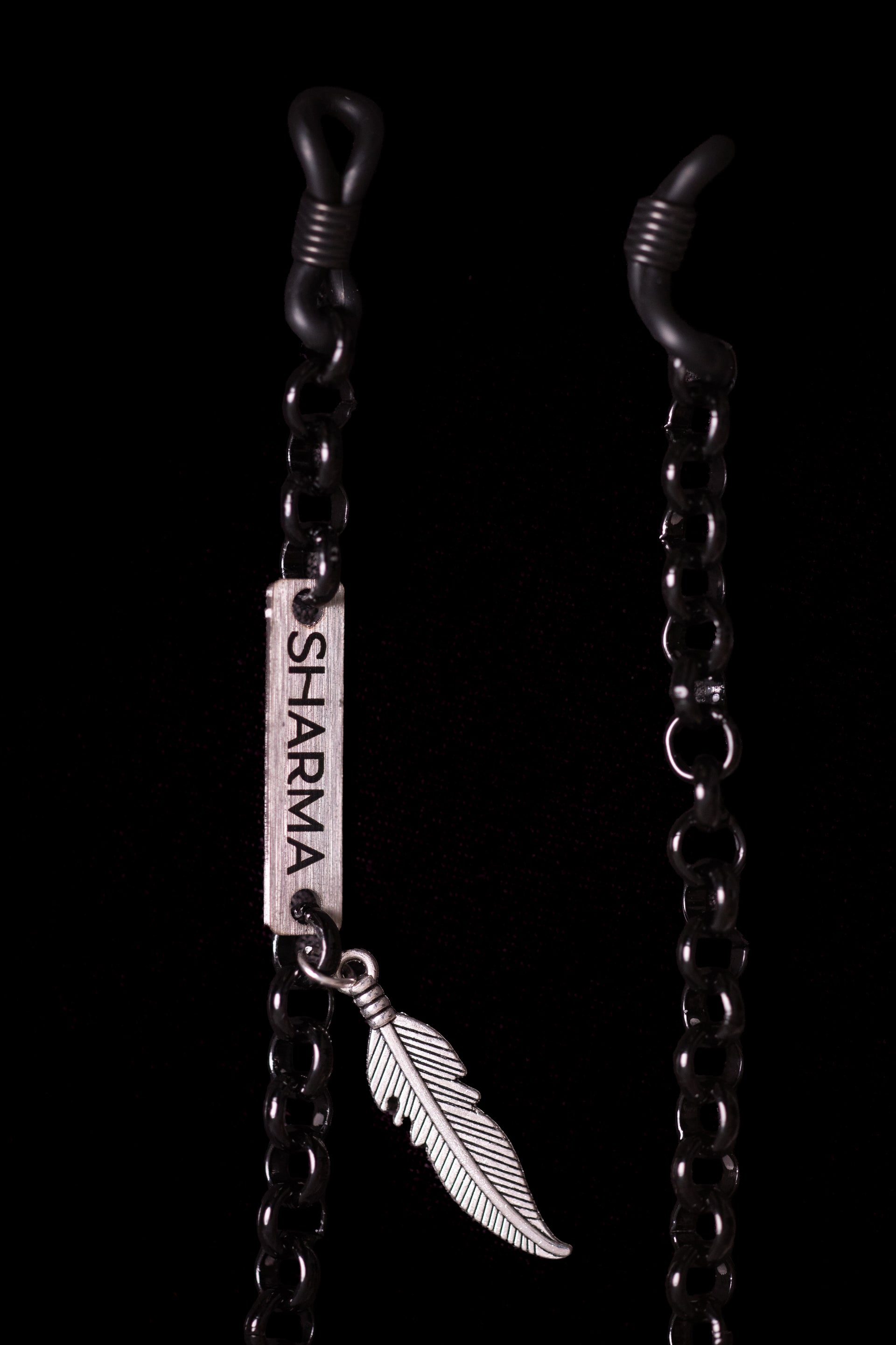 SHARMA Anita eyeglass chain — black, macro detail