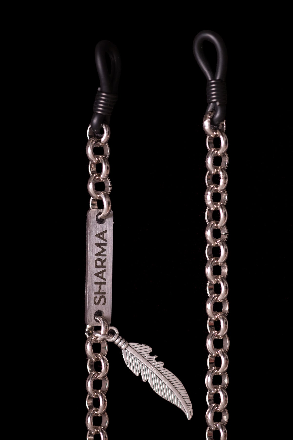 SHARMA Anita eyeglass chain — silver, macro detail