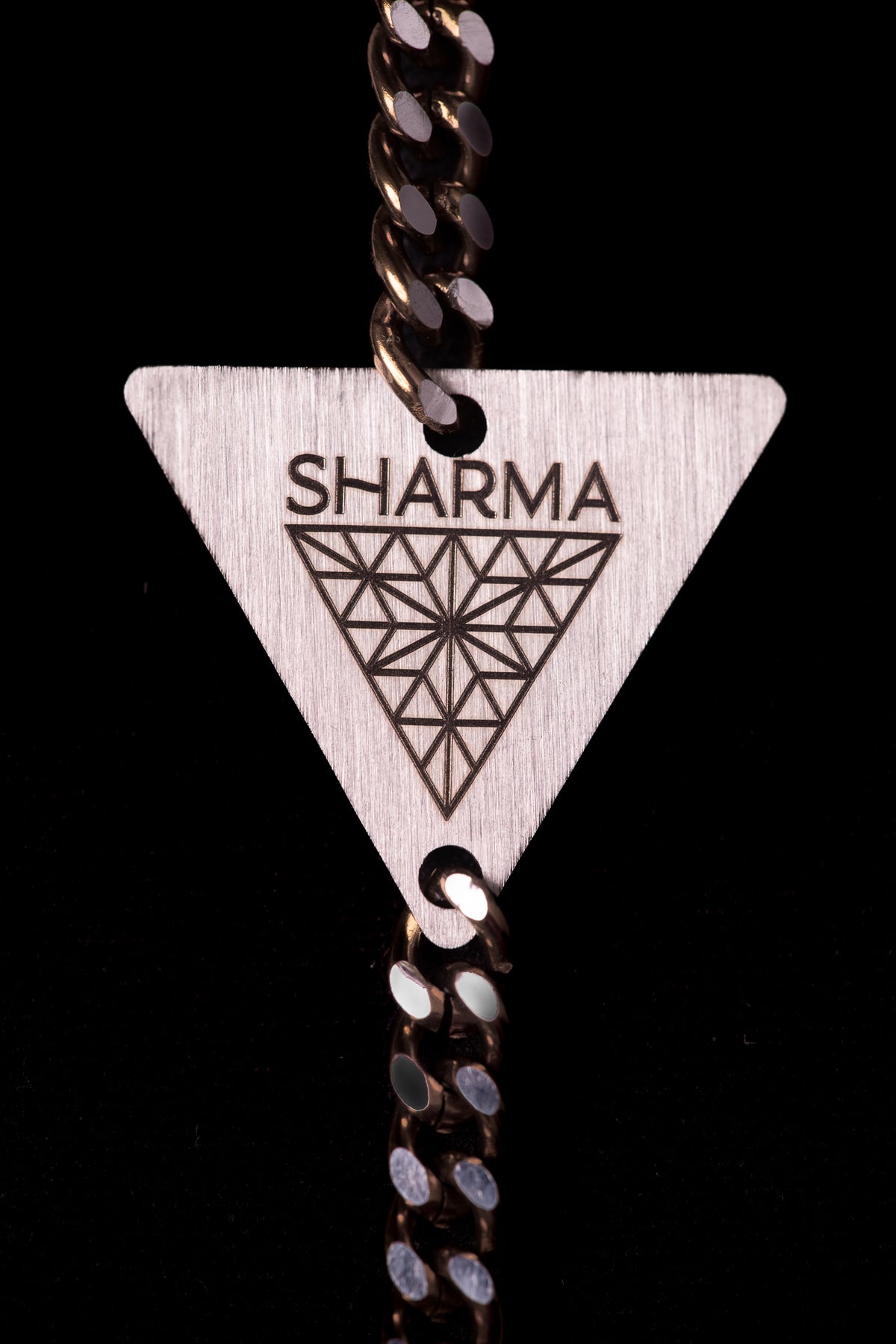 SHARMA Anna face chain — bronze, macro detail