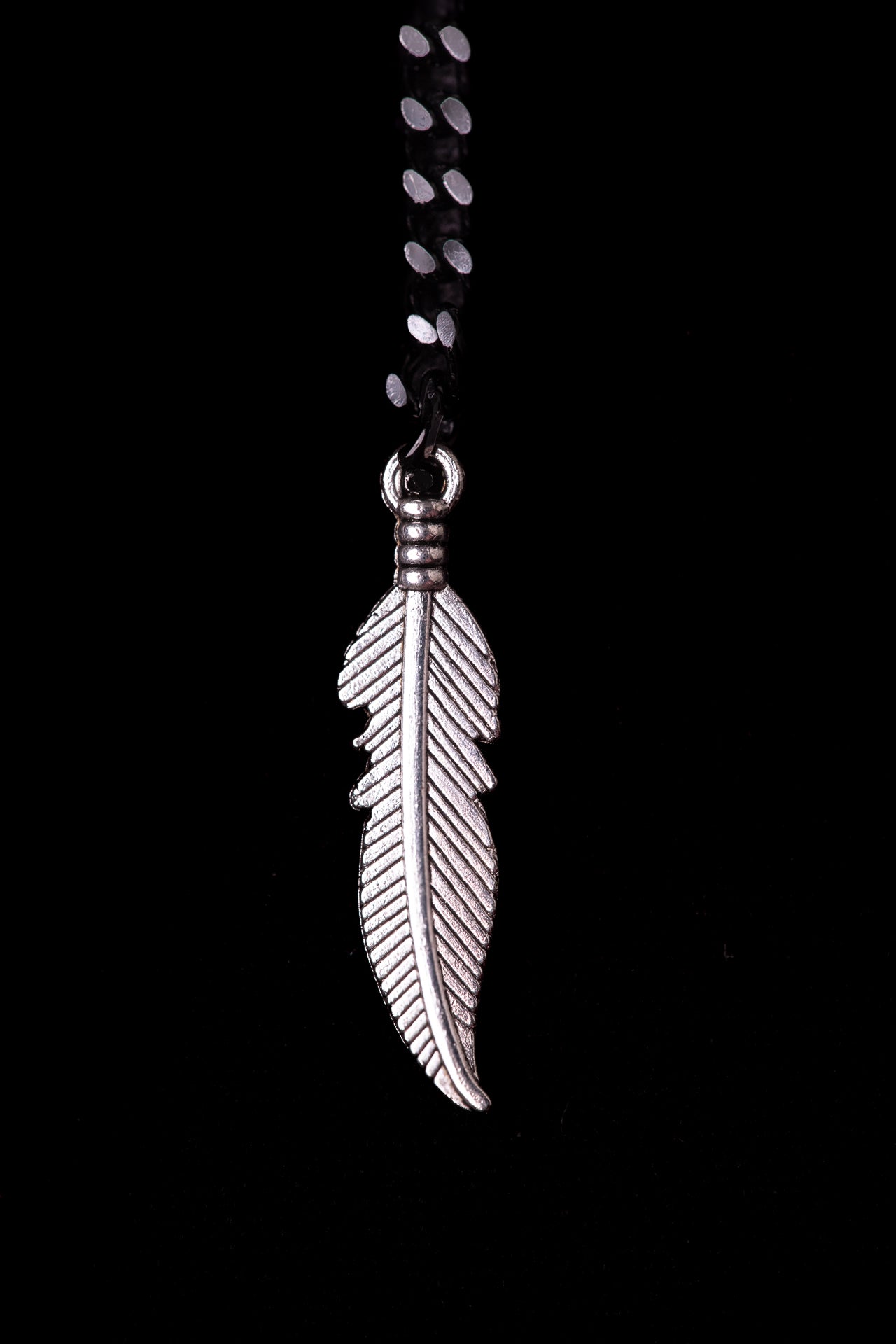 SHARMA Gaia face chain — black, macro detail