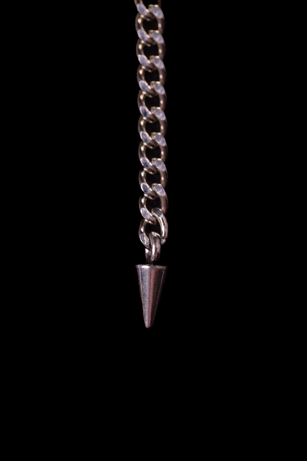 SHARMA Gaia face chain — silver, macro detail