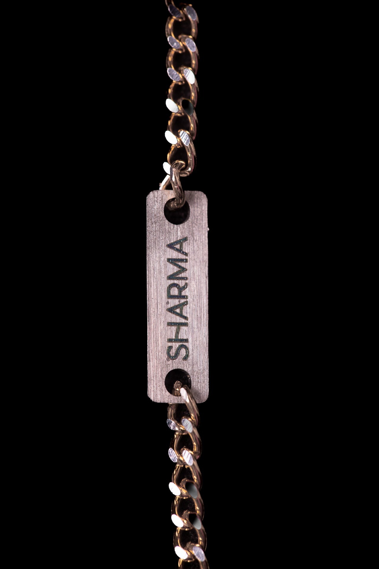 SHARMA Gaia face chain — gold, macro detail