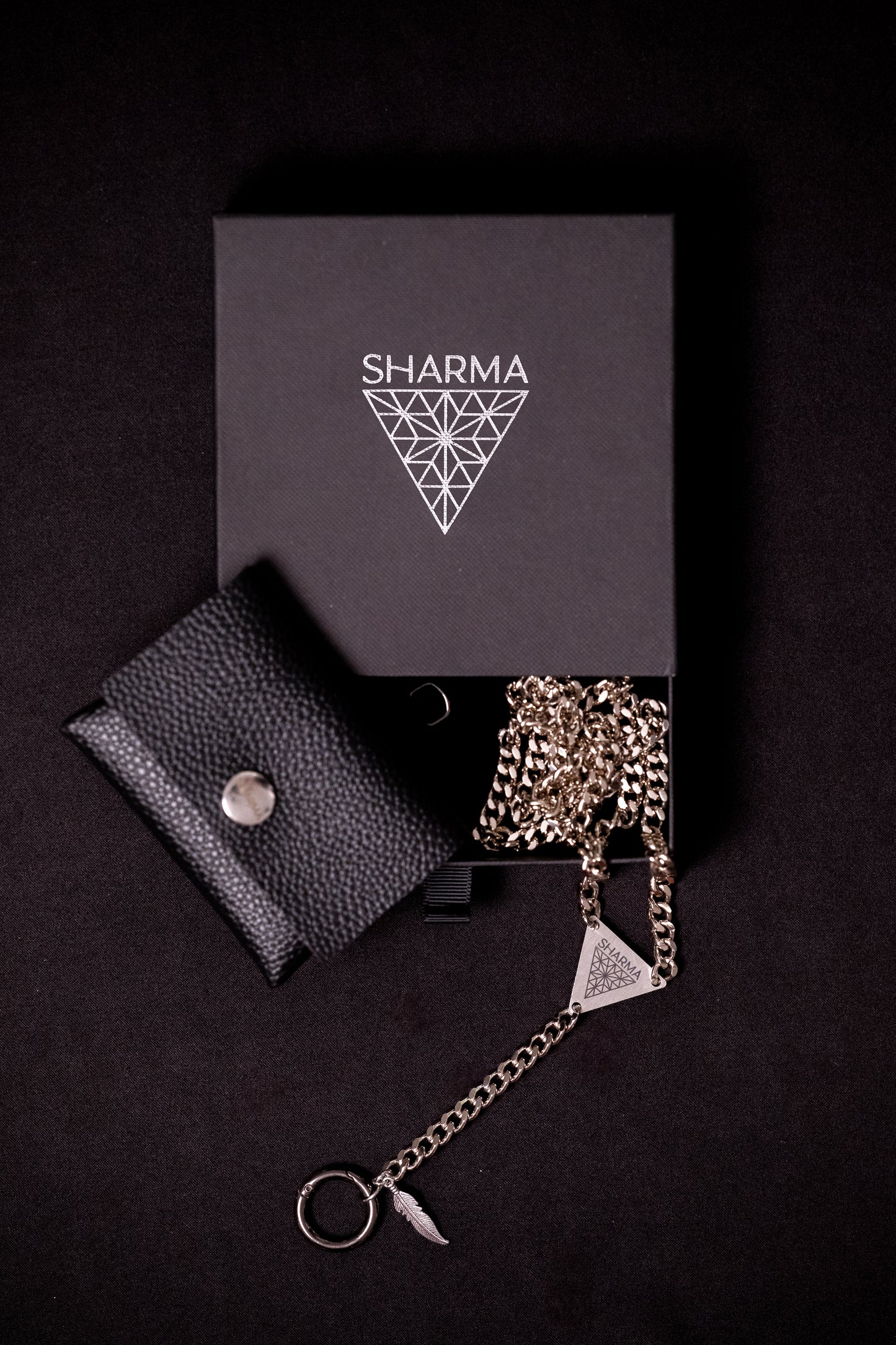 SHARMA Penelope phone chain — silver, packaging
