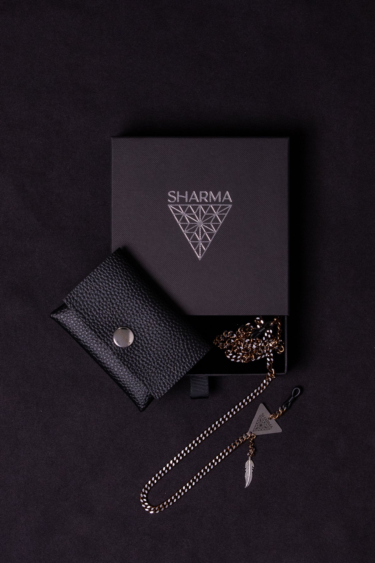 SHARMA Priscilla eyeglass chain — bronze, packaging