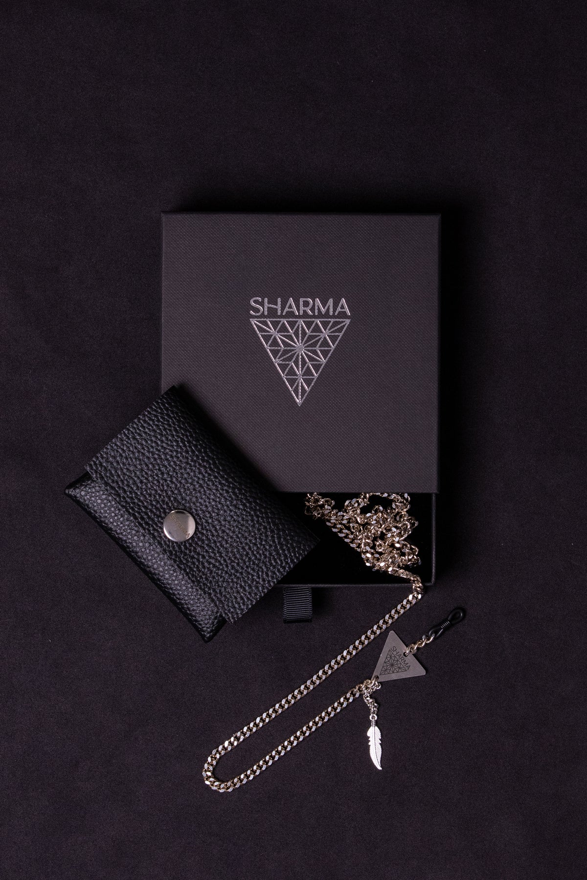 SHARMA Priscilla eyeglass chain — silver, packaging